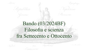 Bando (03/2024BF) – Filosofia e scienza fra Settecento e Ottocento