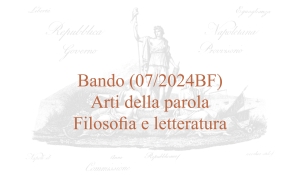 Bando (07/2024BF) – Arti della parola. Filosofia e letteratura
